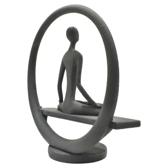 Adam & Friends Home Decor Yoga Meditation Circle Sculpture | 1-Piece | Black - Picture 2 of 6